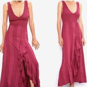 Zara NWT Fuchsia Ruffled Combination Midi Dress M #0239